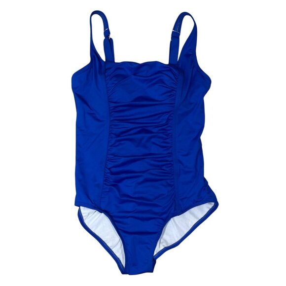 CleanWater Ruched Swimsuit Cobalt Blue One Piece Bathing Suit XL Extra Large - Picture 1 of 8